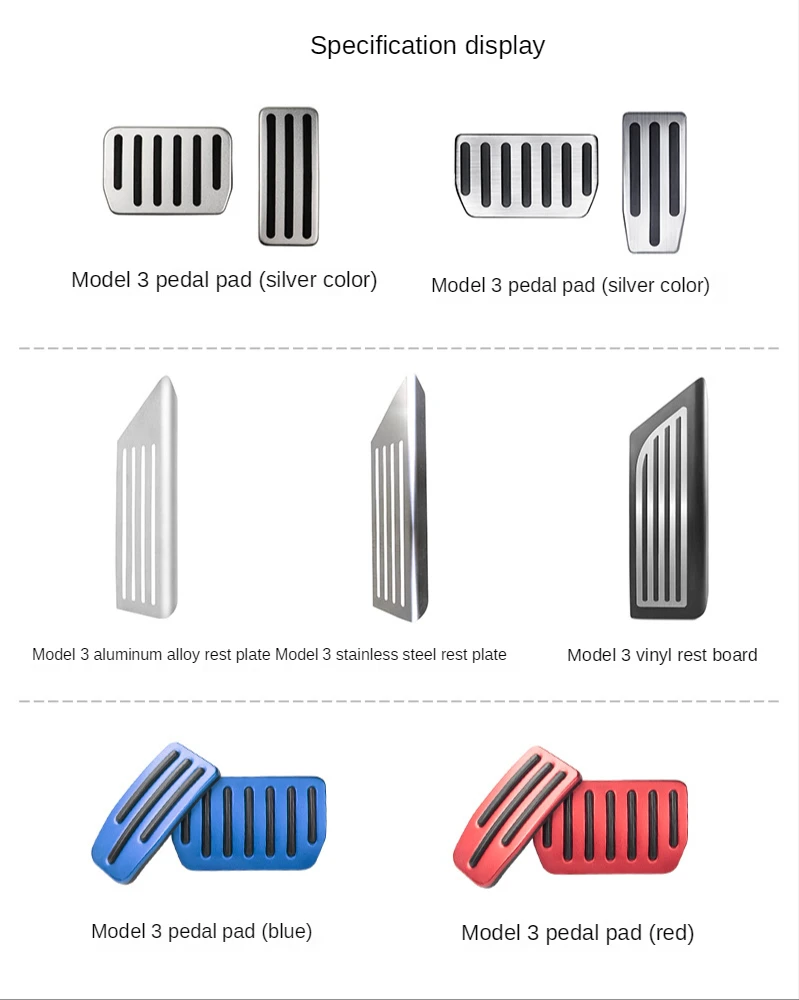 

Aluminum alloy Foot Pedal For Tesla Model 3 Accelerator Gas Fuel Brake Pedal Rest Pedal Pads Mats Cover Accessories Car Styling