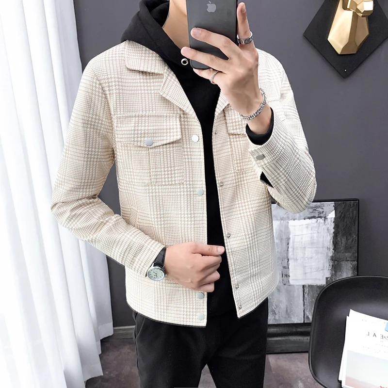 2019 Новая Осенняя клетчатая куртка Мужские Молодежные Корейская версия