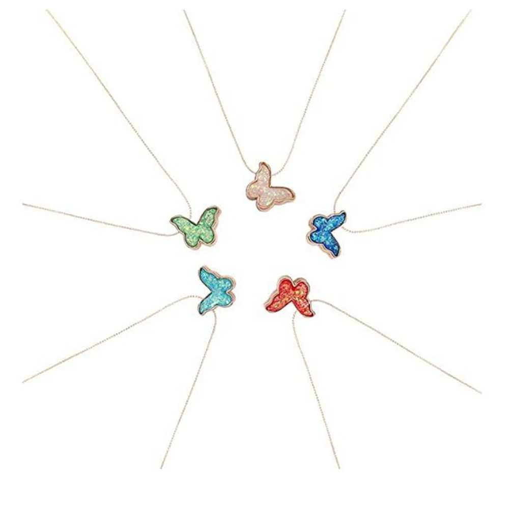 

QIMOSHI 10PC Butterfly Necklace Pendant Contracted Multicolor Butterflies Charm Handmade Cute Chain Delicate Jewelry Women Girls