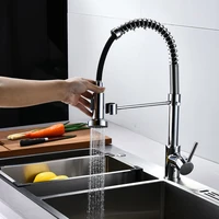 golden black brushed kitchen sink faucet copper alloy sink faucet with hot and cold mixed water pull out spring tube sink faucet