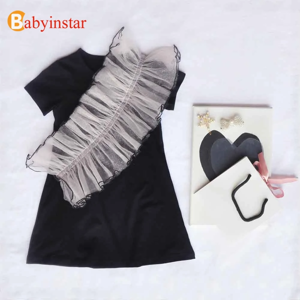 Babyinstar одежда для маленьких девочек; Новинка г.; летнее платье с блестками и асимметричными оборками; одежда для малышей; Детские платья для девочек