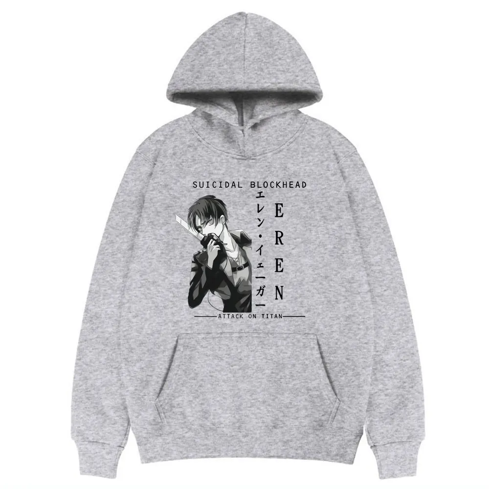 

Japan Anime Attack on Titan Tracksuit Hoodies Super Cool Eren Jager Harajuku Pattern Hoody Men Women Vintage Style Basic Hodoie