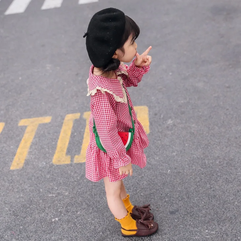Модное детское осеннее платье с длинными рукавами в Корейском стиле для девочек