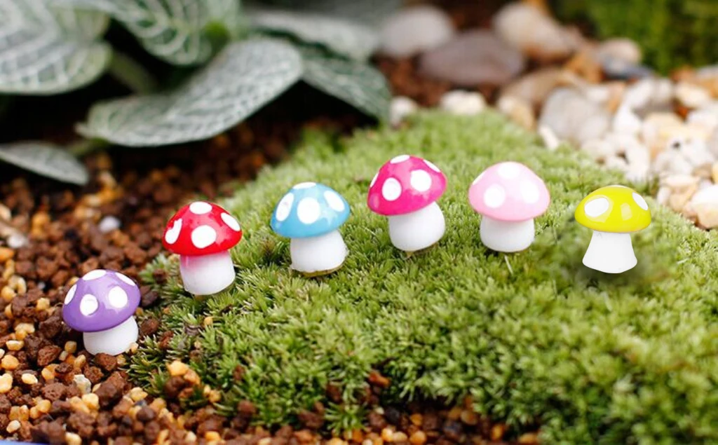 

20 шт. милые миниатюрные гриб смола кукольная бонсай Цветущий сад микро пейзаж домашний сад, фигурки горшок ремесленные украшения