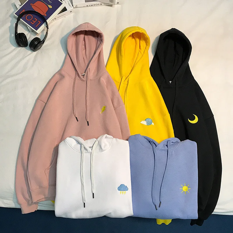 

2021 Spring and Autumn Hooded Collar Pullover Women's Korean Loose Sweater Complex Oversized Harajuku Korean Couple Hoodie