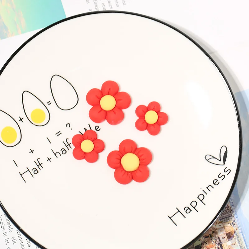 

20Pcs Resin Red Flower Flatback Cabochon Scrapbooking Hair Bows Center Craft DIY Phone Case Decoration Accessories Embellishment