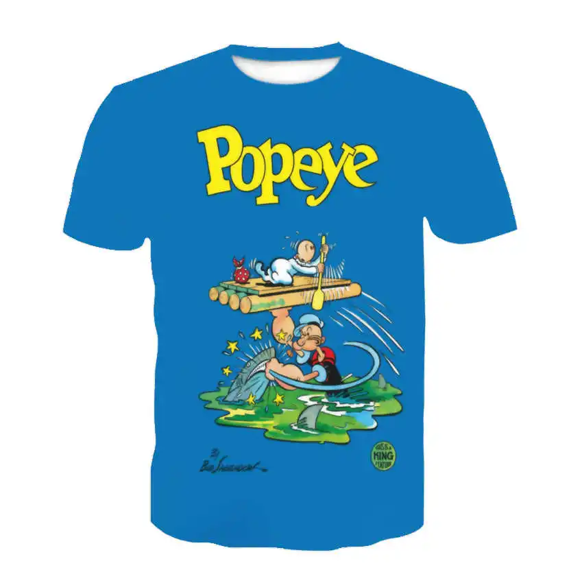 

Cartoon Popeye Harajuku Anime Hot Sale Kids Unisex 3d Clothes T-shirt Top T-shirt Plus Size 4t-16t Ins Fun T-shirt