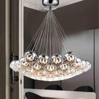 modern and simple led chandelier electroplated glass large chandelier for living room bedroom dining duplex staircase chandelier