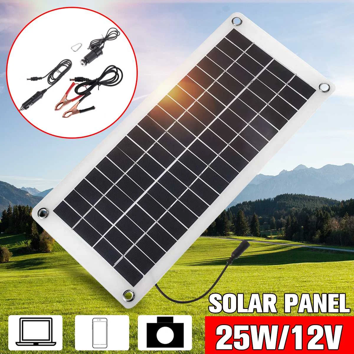 25 Вт 12В/5В солнечное зарядное устройство портативное s с USB автомобильное для