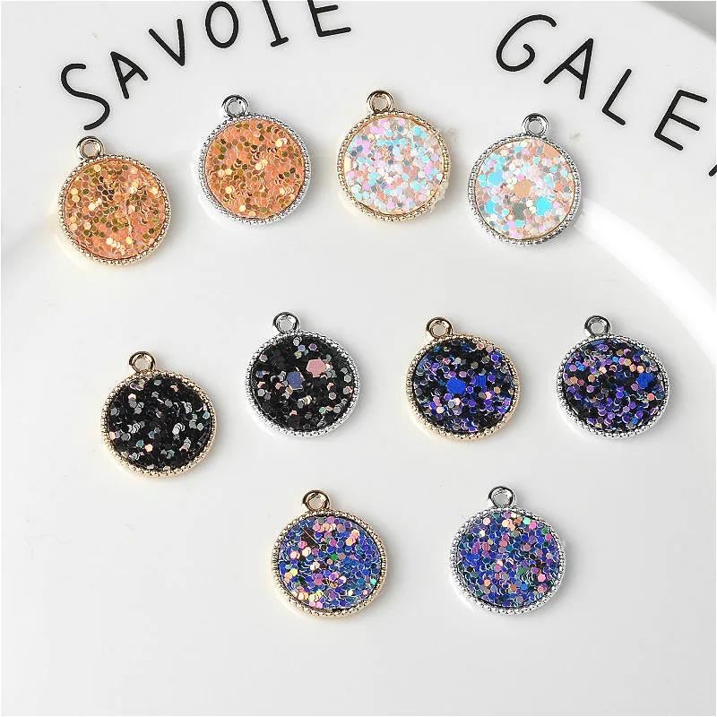 

10pcs Fashion Alloy Color Round Sequin Pendant DIY Earrings Bracelet Pendant Material Used To Make Bag Accessories 14mm