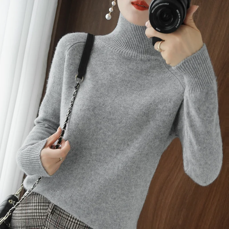 

4XL Women Turtleneck Cashmere Sweater Autumn Winter Sloid Color Knitted Jumper Female Casual Basic Bottoming Pullover