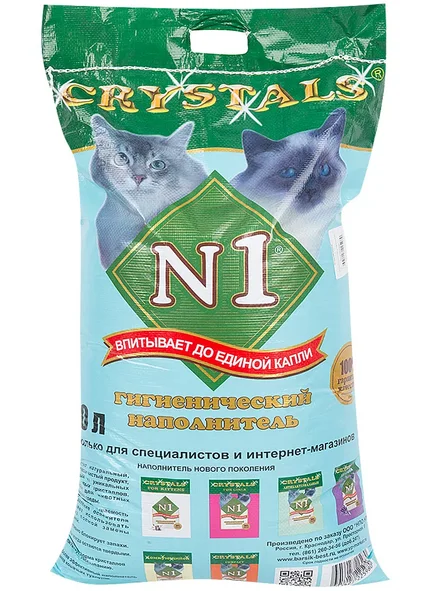 N1 CRYSTALS силикагелевый наполнитель для кошачьих туалетов 30 литров|Лотки и товары