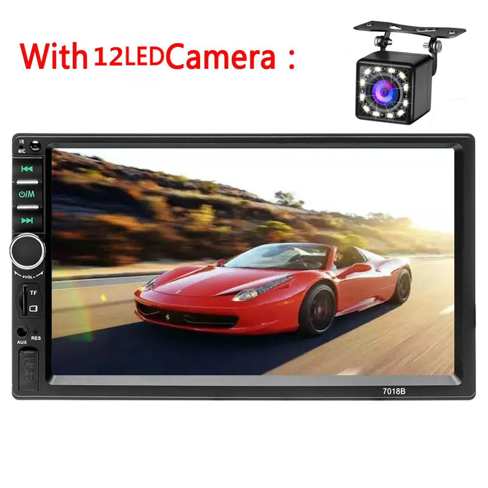 with 12led cam 2Din 7 ''HD сенсорный экран автомобильный стерео Bluetooth мультимедийный плеер встроенный авторадио FM AUX USB SD IOS/Android зеркальная ссылка - Цвет: with 12led cam