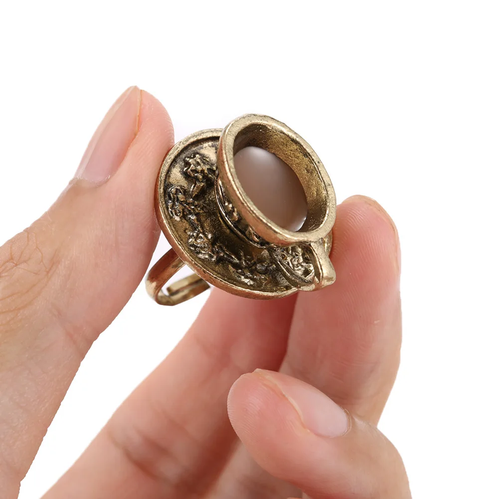 Ретро Женский Кольцо для Кофейной Чашки Европейские Дизайны Искусственный Бронзовый Металлический Бесполое Кольца Новые Украшения для Мужчин 2019 года на.