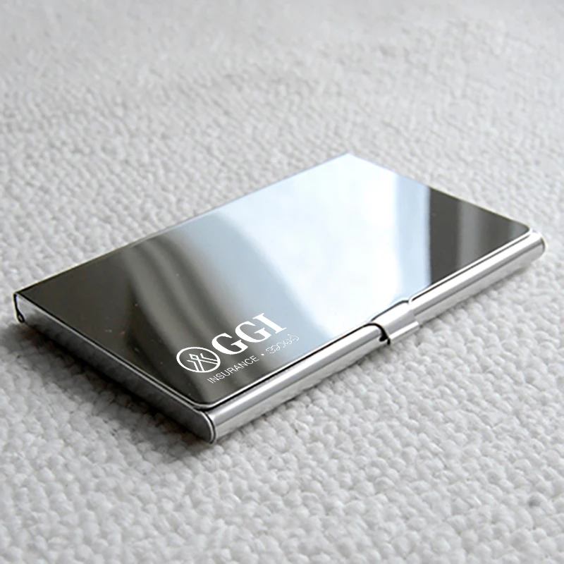 50 шт. серебряные Визитницы с логотипом на заказ металлический держатель для