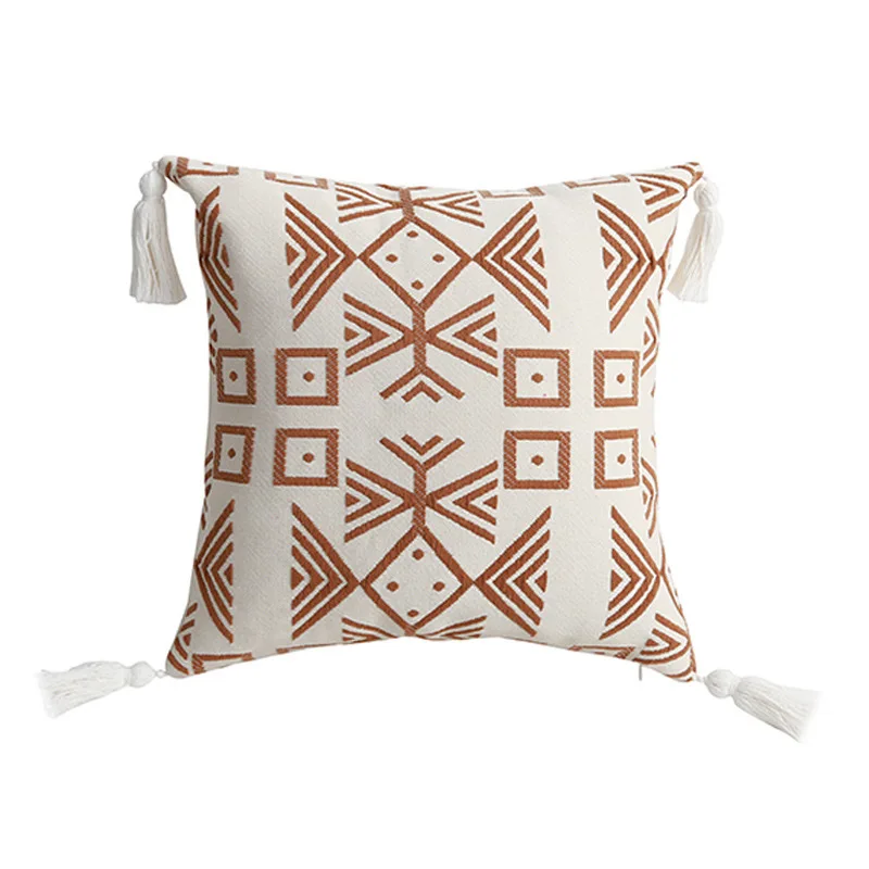 

Geometric Tufted Embroidery Cushion Cover Jacquard With Tassel Throw Cushion Cover Sofa Home Car Decorative PillowCover 40879