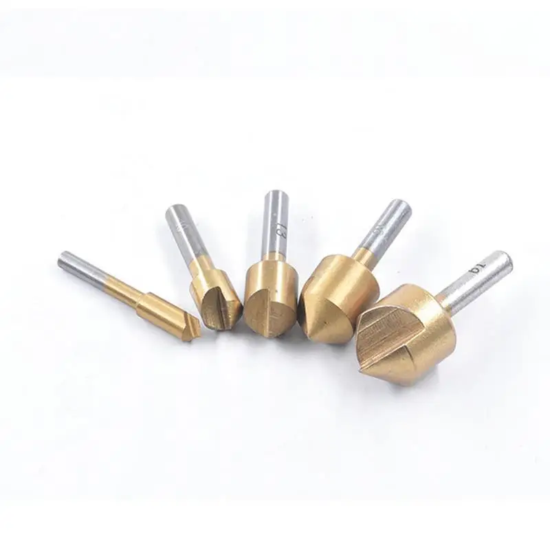 

5Pcs Countersink Drill Bit Set 90 Degree Center Countersink Bits Punch Tool Set Chamfer Cutter Woodworking Tools