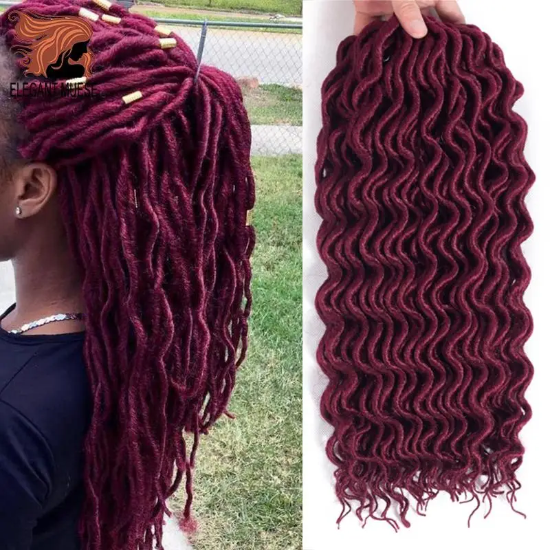 Элегантный Муз Faux locs Curly накладные волосы на крючке, затененные, волосы синтетический эффектом деграде(переход от темного к каштановые волосы для наращивания 18 дюймов 24 подставки для плетения волос