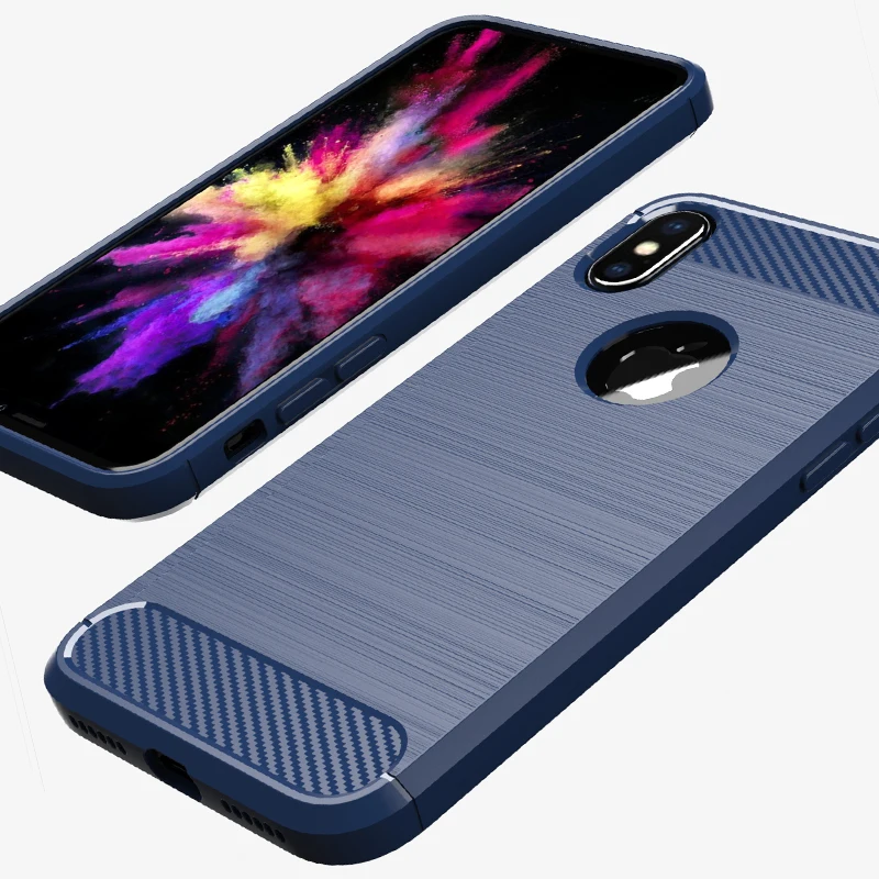 Чехол для iPhone X Xs XR Мягкий ТПУ силиконовый бампер чехлы из углеродного волокна