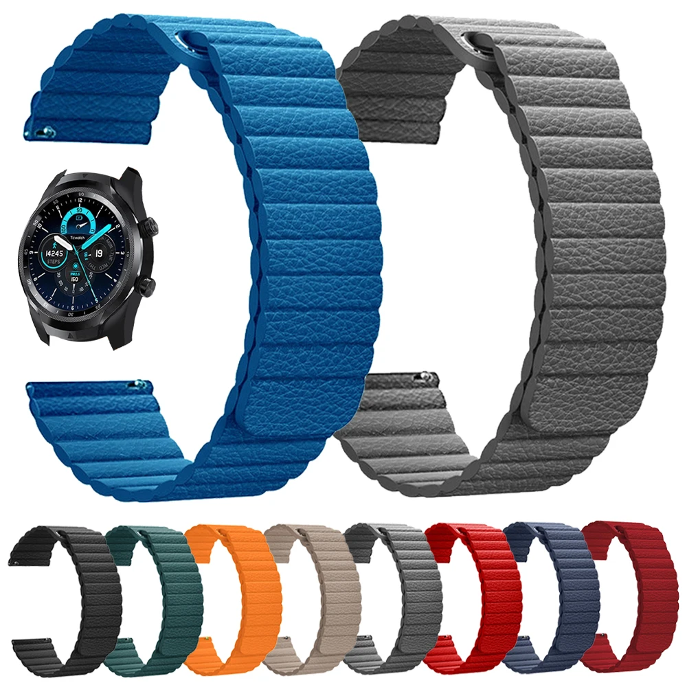 Ремешок кожаный магнитный для смарт-часов TicWatch Pro 3 202/GTX Аксессуары часов E3/GTH Correa 20