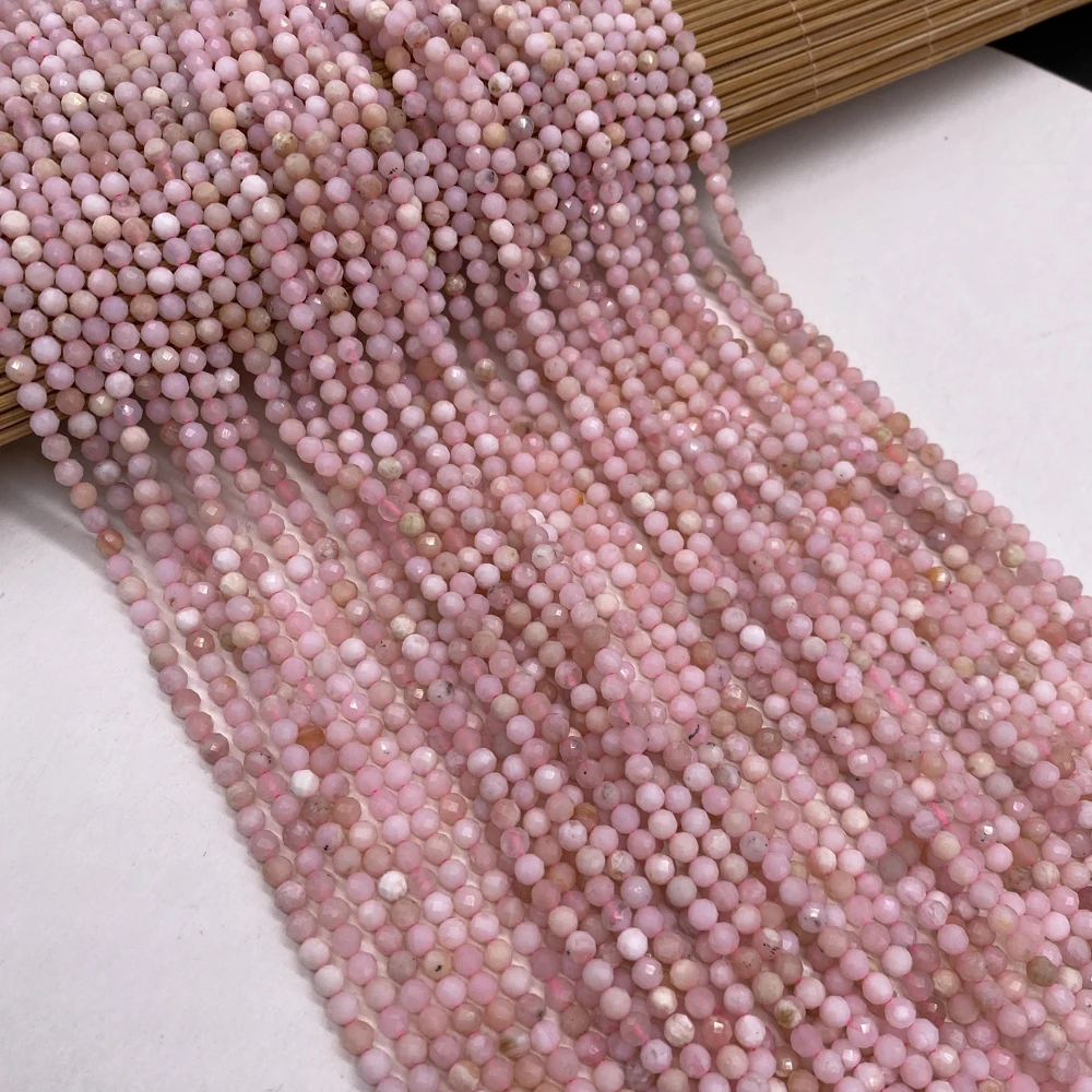 

Small Beads Natural Semi-Precious Stone Pink Opal Faceted Beads for Jewelry Making Charm DIY Necklace Bracelet Accessories 3mm