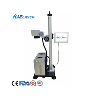 hjz power optional effective working fiber fly laser fiber marking machine with conveyor belt