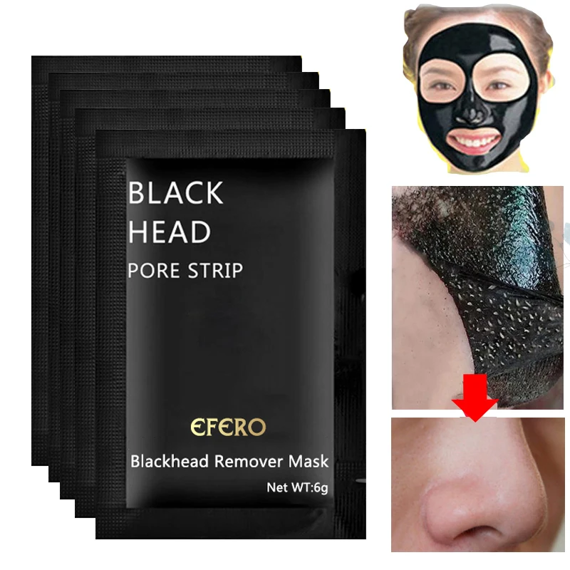 

5pcs EFERO BlackHead Remover Mask Black Face Mask Acne Treatments Peel Off Blackhead Mask From Black Dots Skin Care