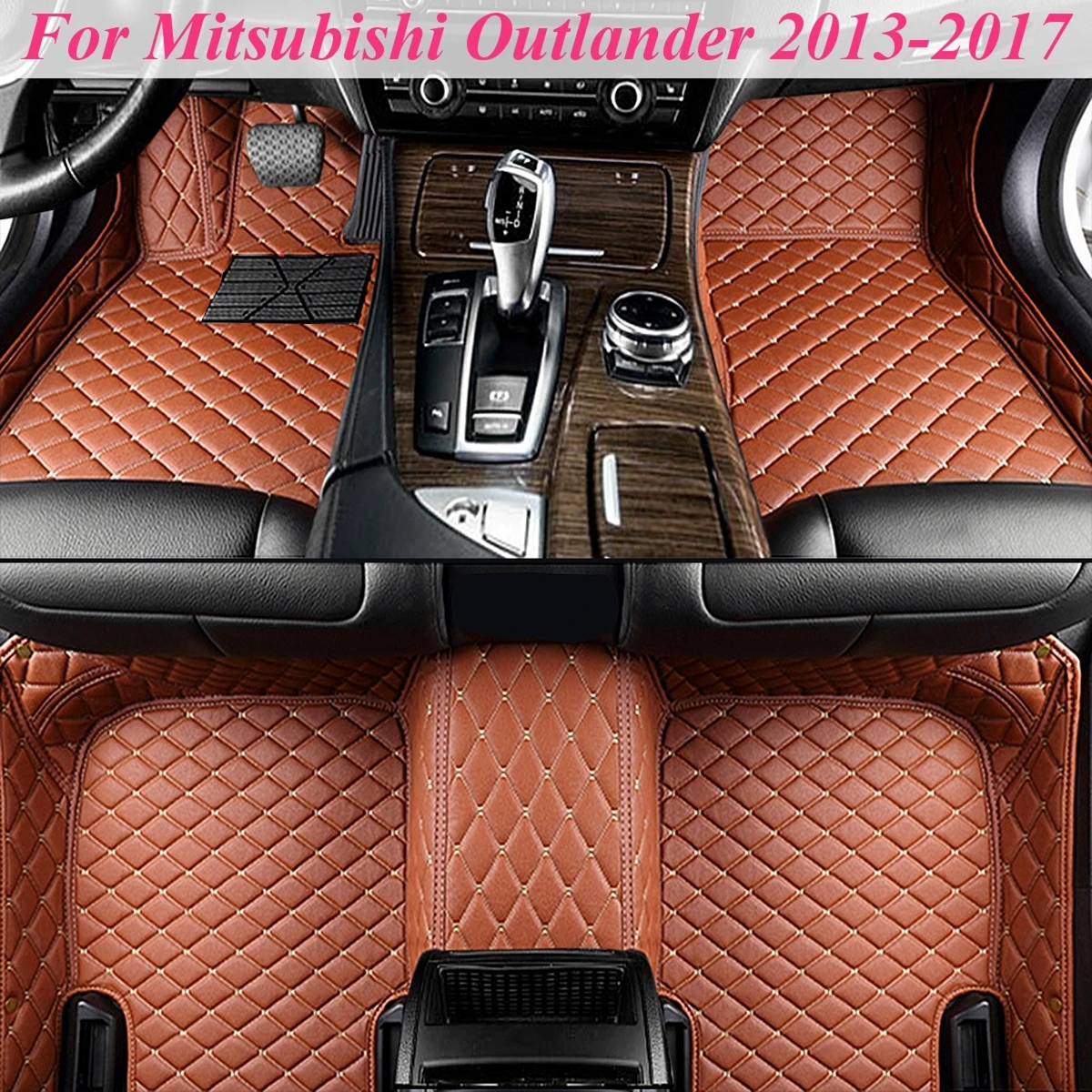 Outlander Brown Автомобильный Водонепроницаемый коврики для Mitsubishi Outlander Asx 2011 2012 2013 автомобильные аксессуары, напольный коврик для ног коврик F& R Кожа - Название цвета: Outlander Brown