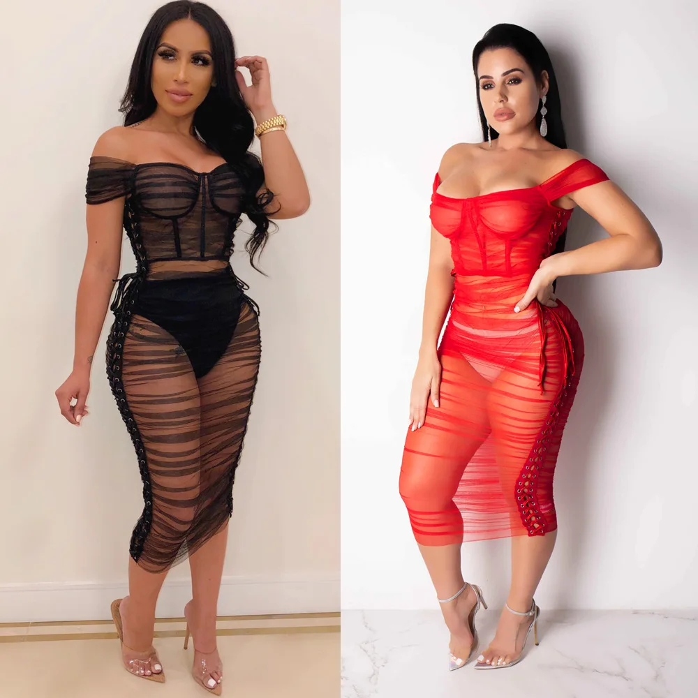 Женское соблазнительное облегающее платье с разрезом на шее бретельки Сетки