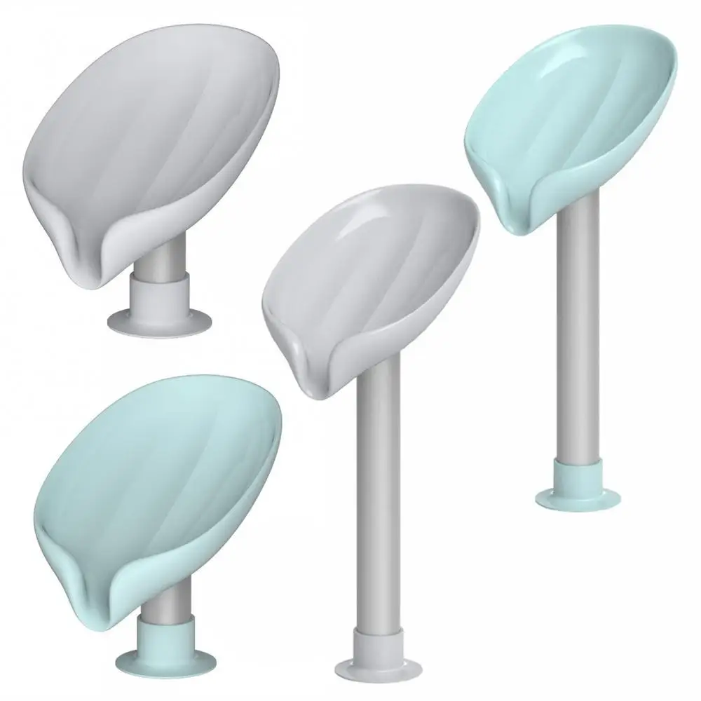 

Long/Short Leaf Shape Soap Holder Box Bathroom Kitchen Non-slip Drain Stand