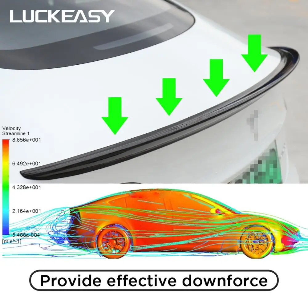 LUCKEASY автомобильный спойлер из углеродного волокна для багажника Tesla модель 3- настоящий спойлер из углеродного волокна для багажника крыло