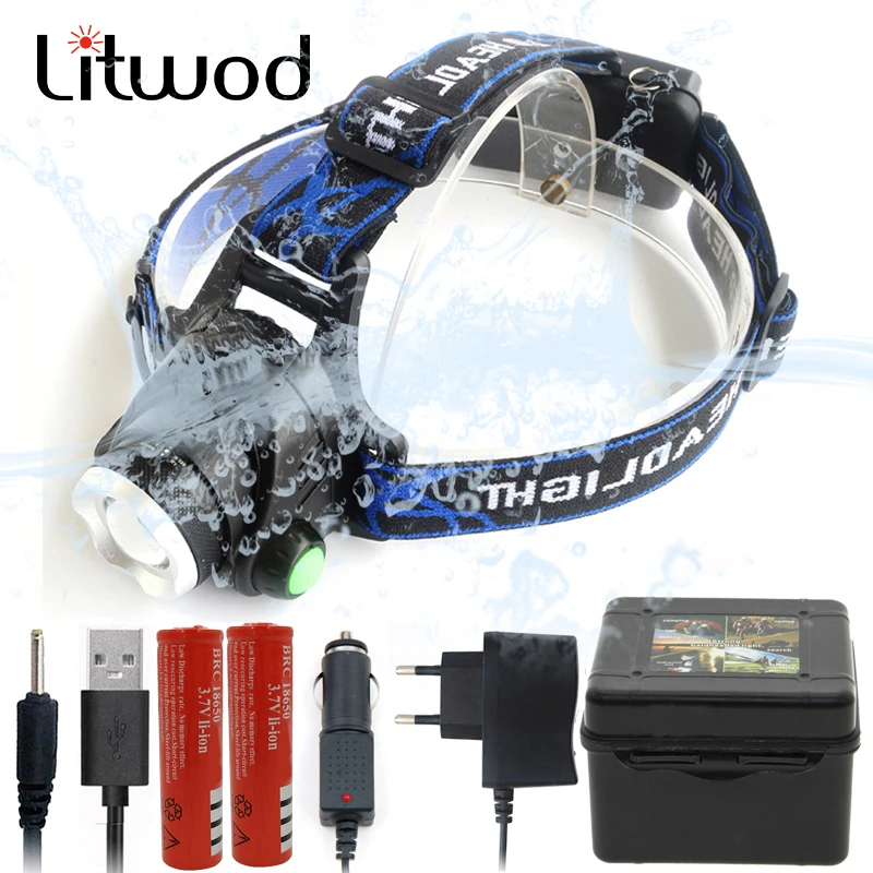 Litwod Z90 V6 светодиодные фары XM-L2 U3 T6 светодиодный фонарик водонепроницаемый Мощный налобный фонарь для кемпинга