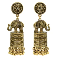 1 pair retro ethnic indian elephant tassel dangler earrings vintage jewelry gift