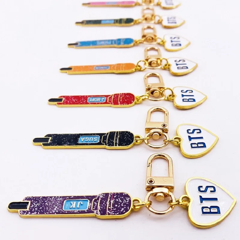 

2HQBTS Bangtan Boys Groups Metal pendant keychain microphone accessories the same paragraph