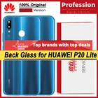 100% оригинальная задняя крышка батарейного отсека для Huawei P20 Lite, Задняя стеклянная панель, Крышка батарейного отсека с объективом камеры