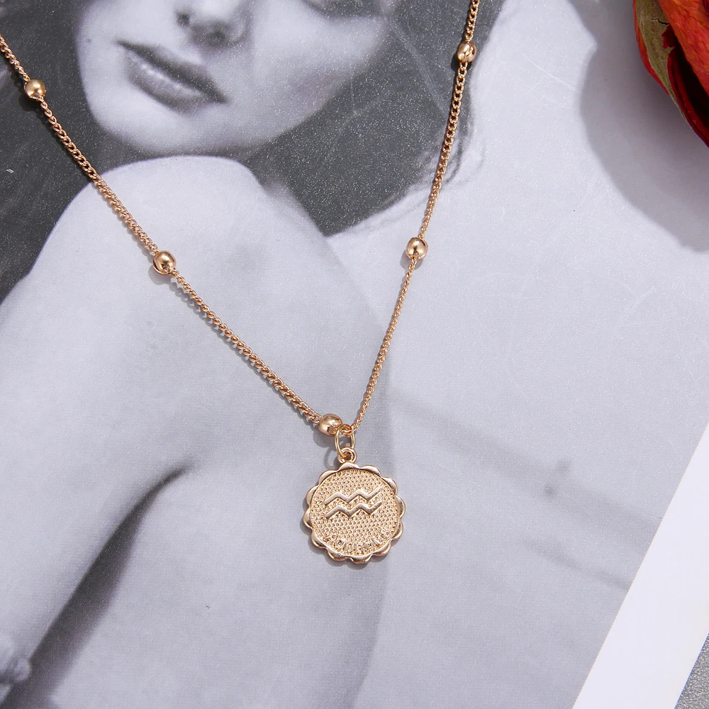 KINFOLK модное золотое ожерелье с зодиакальной цепочкой ожерелья подвеской для