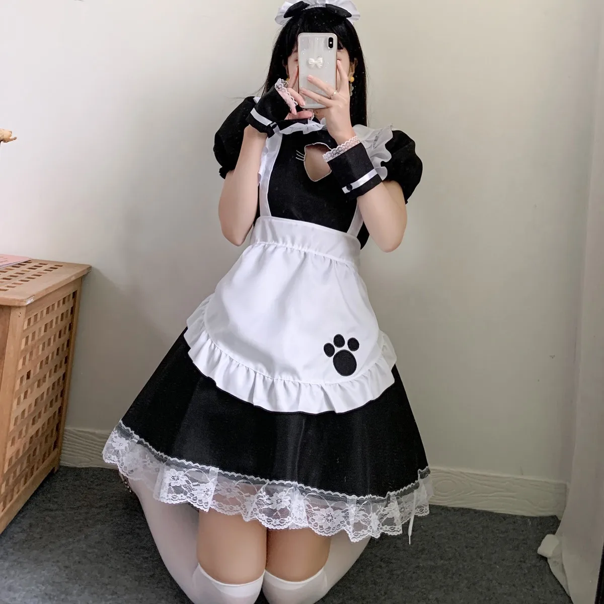 

3-Ladies Lolita Skirt Japan Lady Women Lace Long Sleeve Bowtie Cosplay Costumes Party Dress With Bow Gothic Ropa Mujer 2020