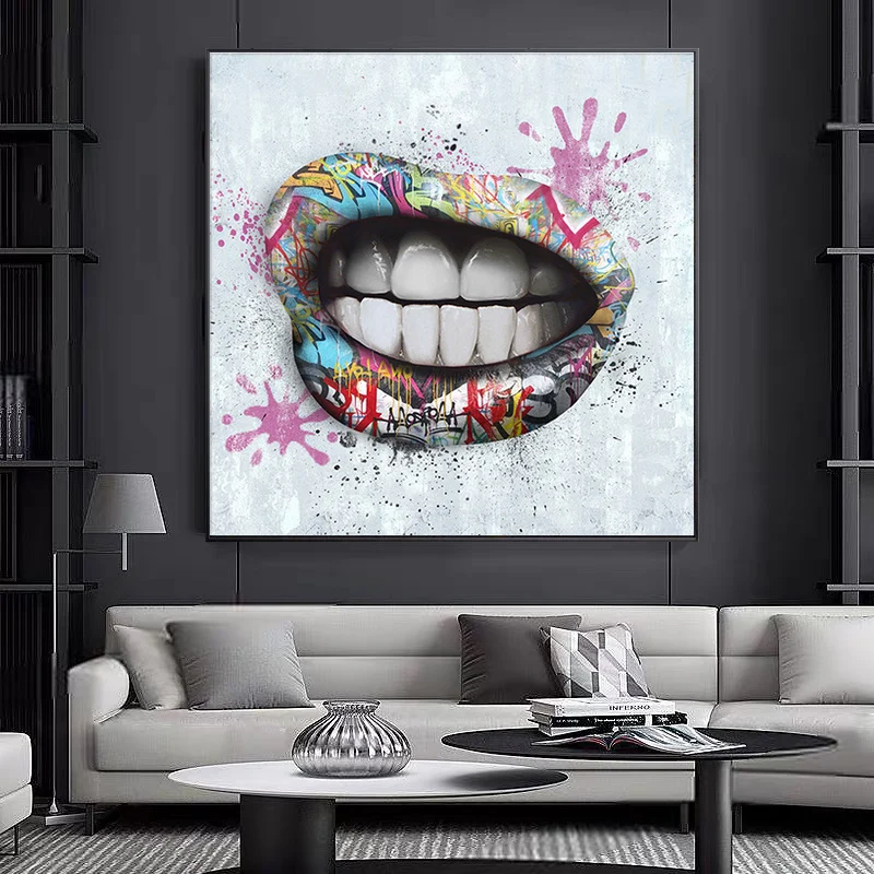 Граффити искусство сексуальные прорезывающиеся губы плакаты и стен картины для