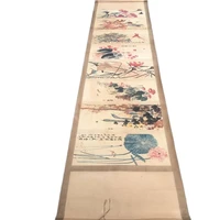 antique collection of long scroll paintings of celebrities qi baishi flowers and birds