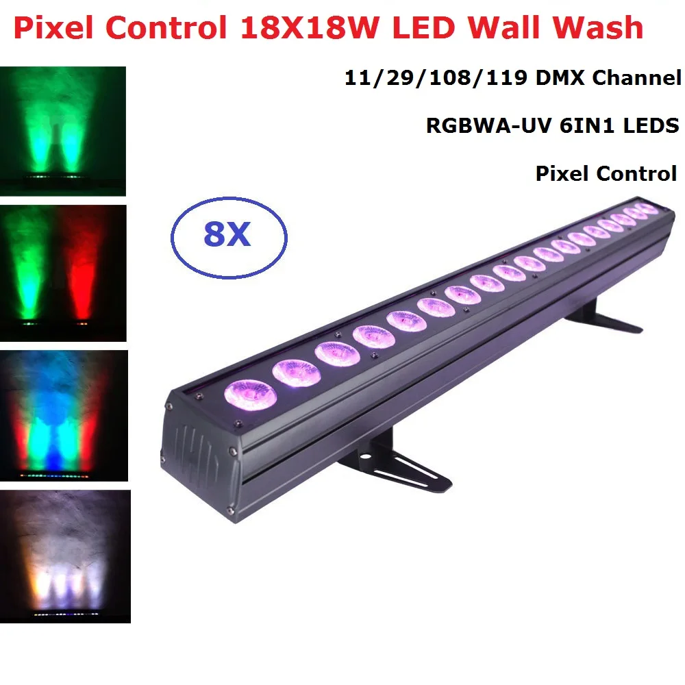 

Professional Stage Lighting 18X18W RGBWA-UV 6IN1 LED Wall Wash Light Dj Light Party Music Club Christmas Light LED Disco Light