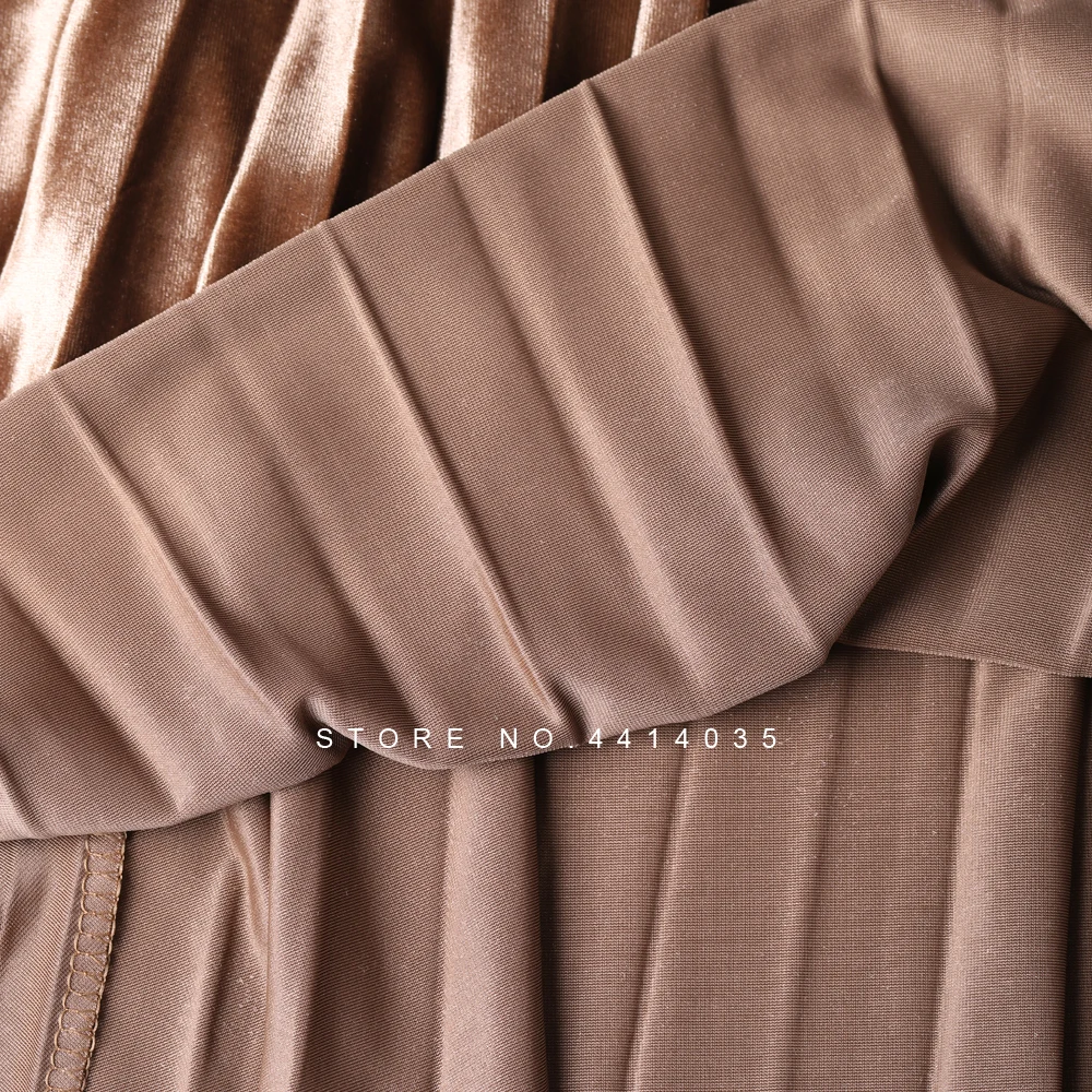 Плиссированная юбка из золотого бархата на осень и зиму для женщин с высокой