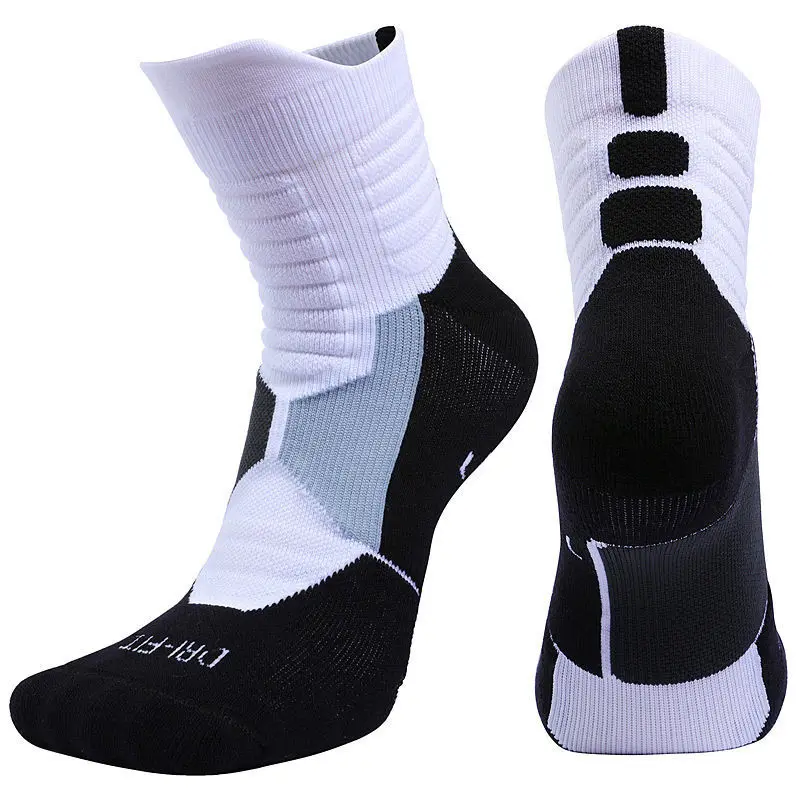 2 Pairs/lot Antibacterial Knee-High Cycling Socks Men Basketball Socks Towel Bottom Professional Elite Socks Thickened Terry