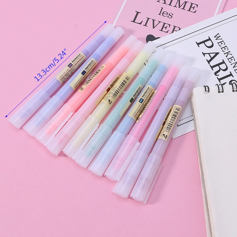 

G92E 10Pcs Fluorescent Pen Mild Liner Highlighters Color Marker Pen School Supplies
