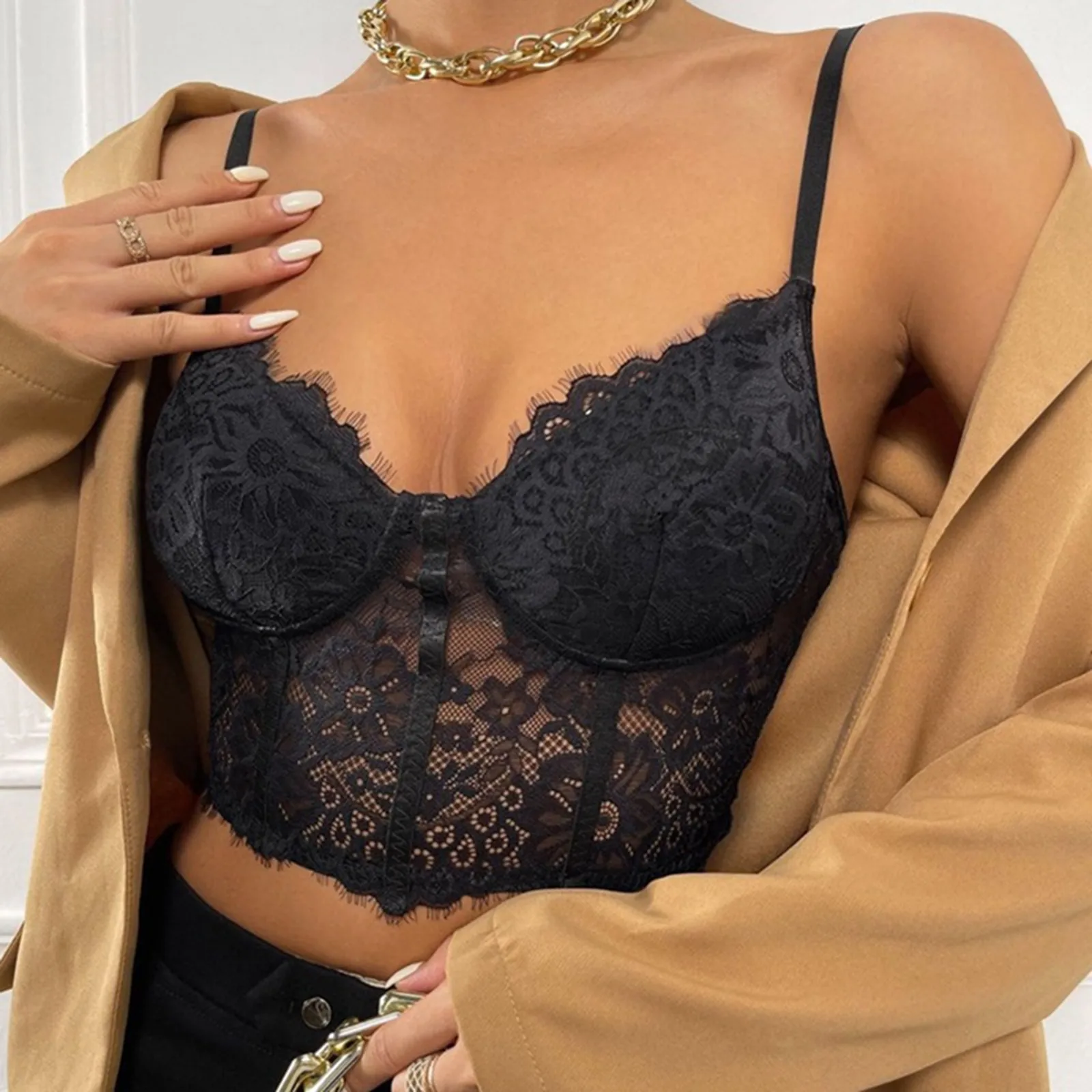 Женский соблазнительный кружевной бюстгальтер Y2k женские кружевные топы с ярким
