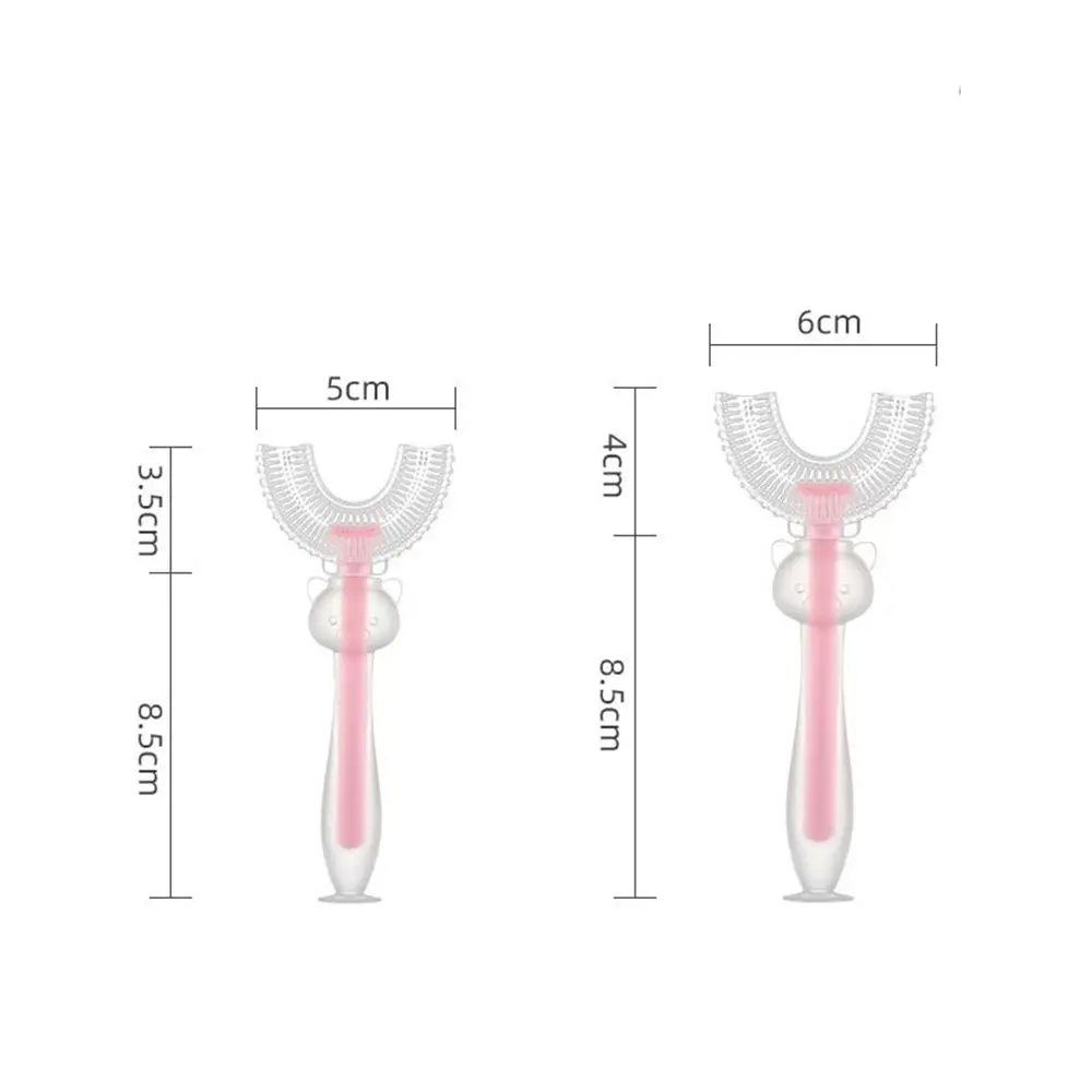 2-12 a&ntilde;os de edad beb&eacute; U-en forma de cepillo de dientes de dedo de silicona los dientes de los ni&ntilde;os Simple cepillo infantil cuidado y limpieza conveniente cepillo de dientes Oral-5
