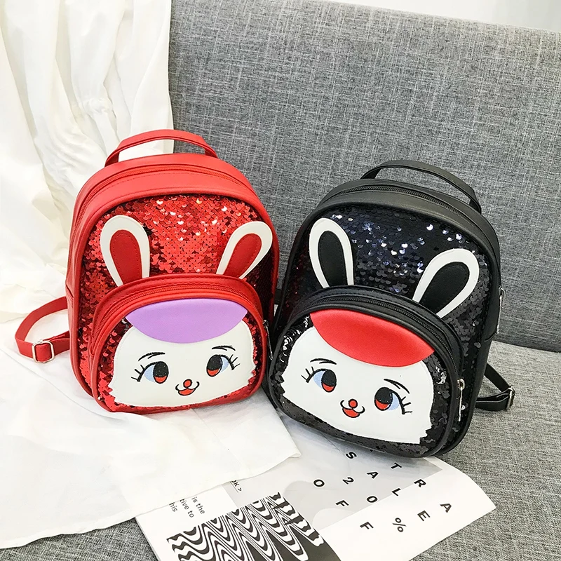 

Sequins Kids Backpack White Rabbit Bag Little Children School Bag Kindergarten Cute Backpack Girl's Small Mini Bookbags 2020