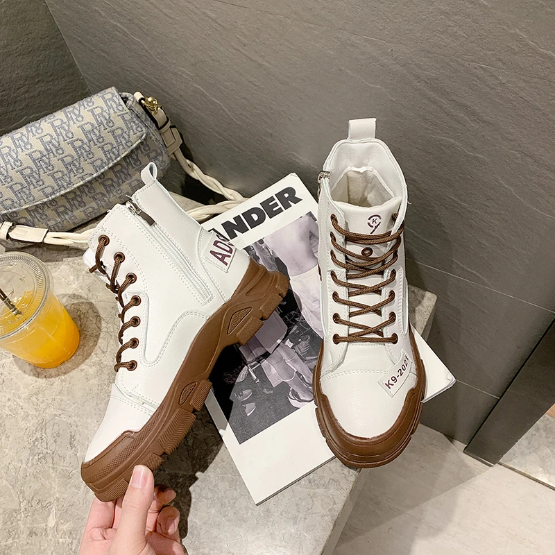 

Martin Boots Ladies Fashion Shoes Women Boots Autumn Comfortable Feminine Martin Boots Thick Ankle Boots Female Zapatos Mujer PU