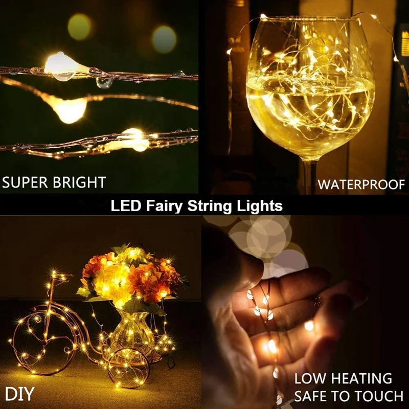 

Battery Operated 10 LED Fairy Lights String Lights Copper Wire for DIY Wedding Indoor Party Christmas,Warm White,20 Pack