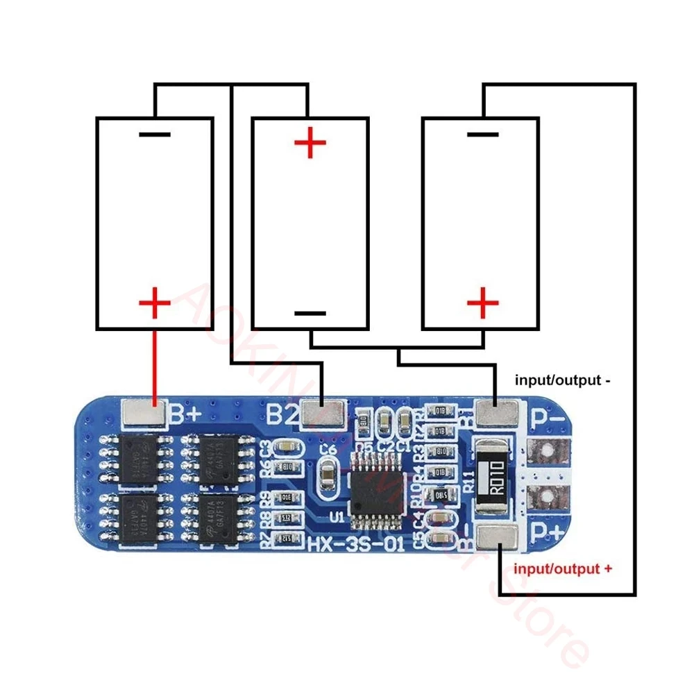 

3S 10A 12V Lithium Battery Charger Protection Board Module for 3pcs 18650 Li-ion battery Cell Charging BMS 10.8V 11.1V 12.6V