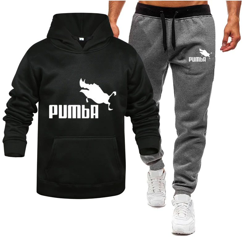 

2021 Men's sweatshirt sweatpants 2 sets Autumn/winter warm hooded sweatsuit Men's hooded suit